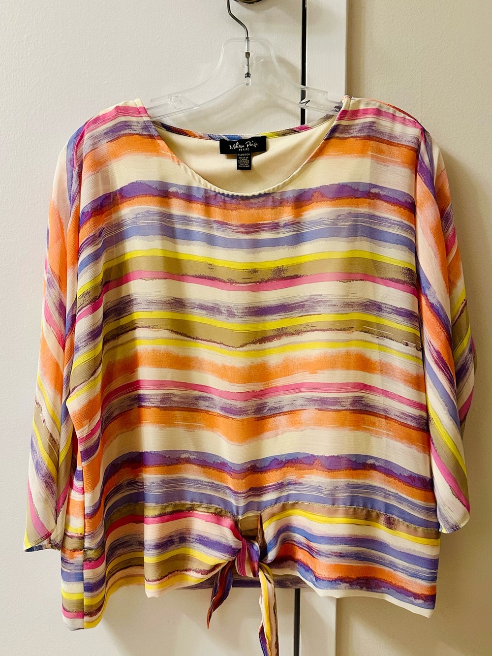 Melissa Paige Multicolor Striped Tie-Hem Blouse